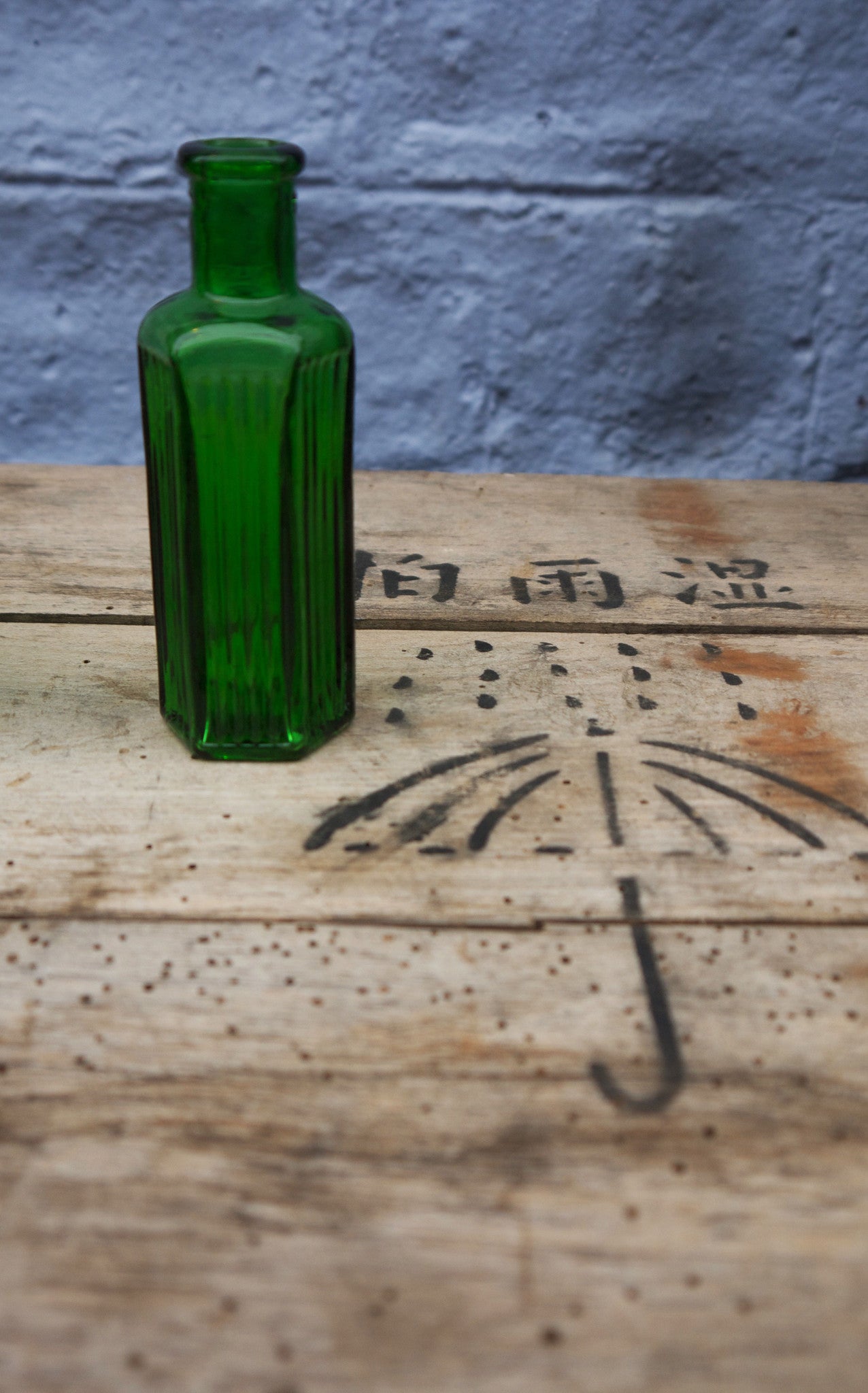 Set of 3 super cute miniature vintage green glass apothecary bottles