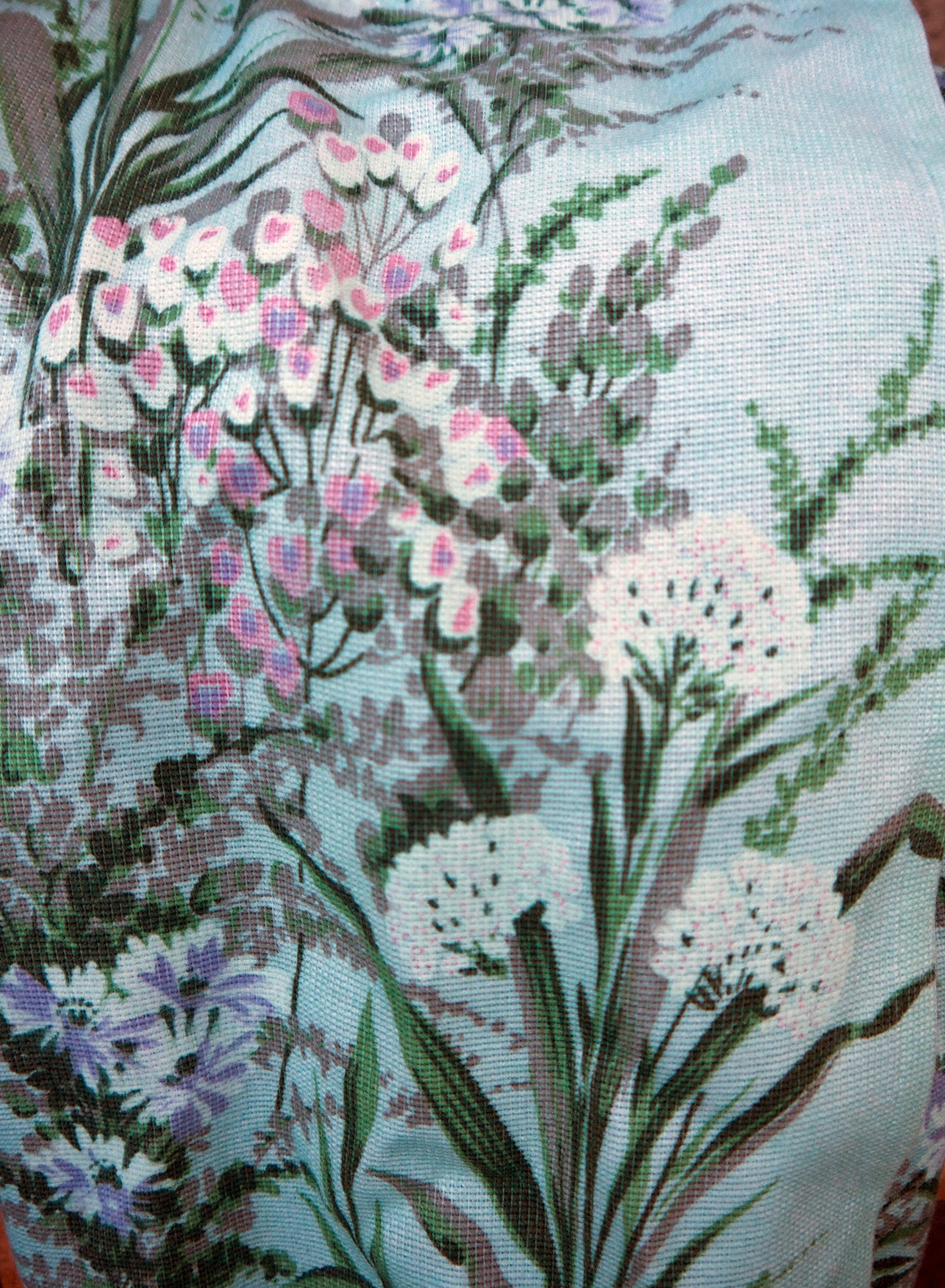 Set of Green floral vintage curtains