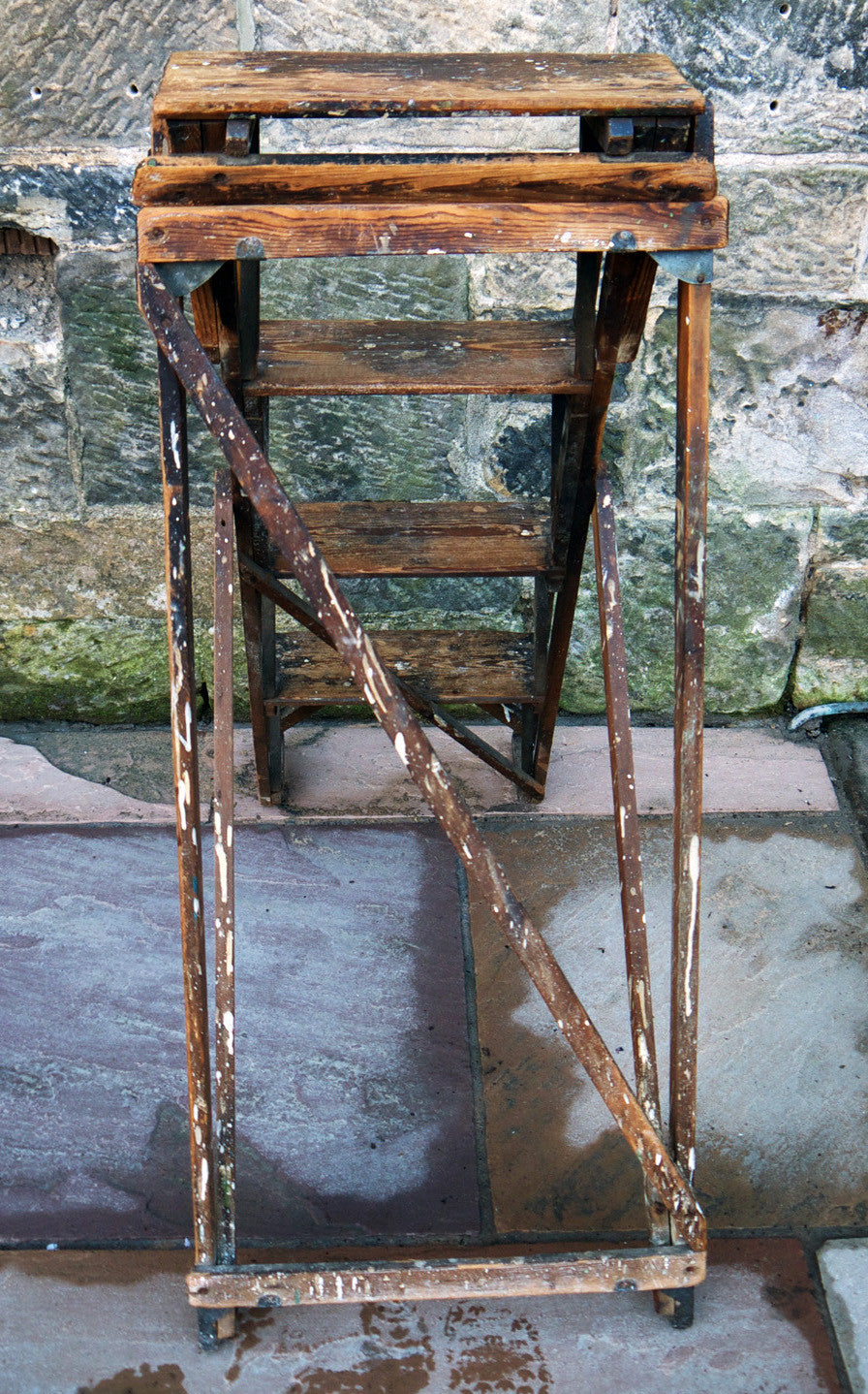 Vintage wooden pine step ladder