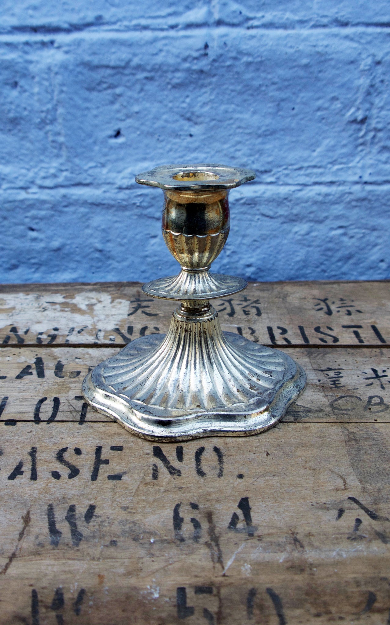 Silver plated vintage retro silver coloured candle stick
