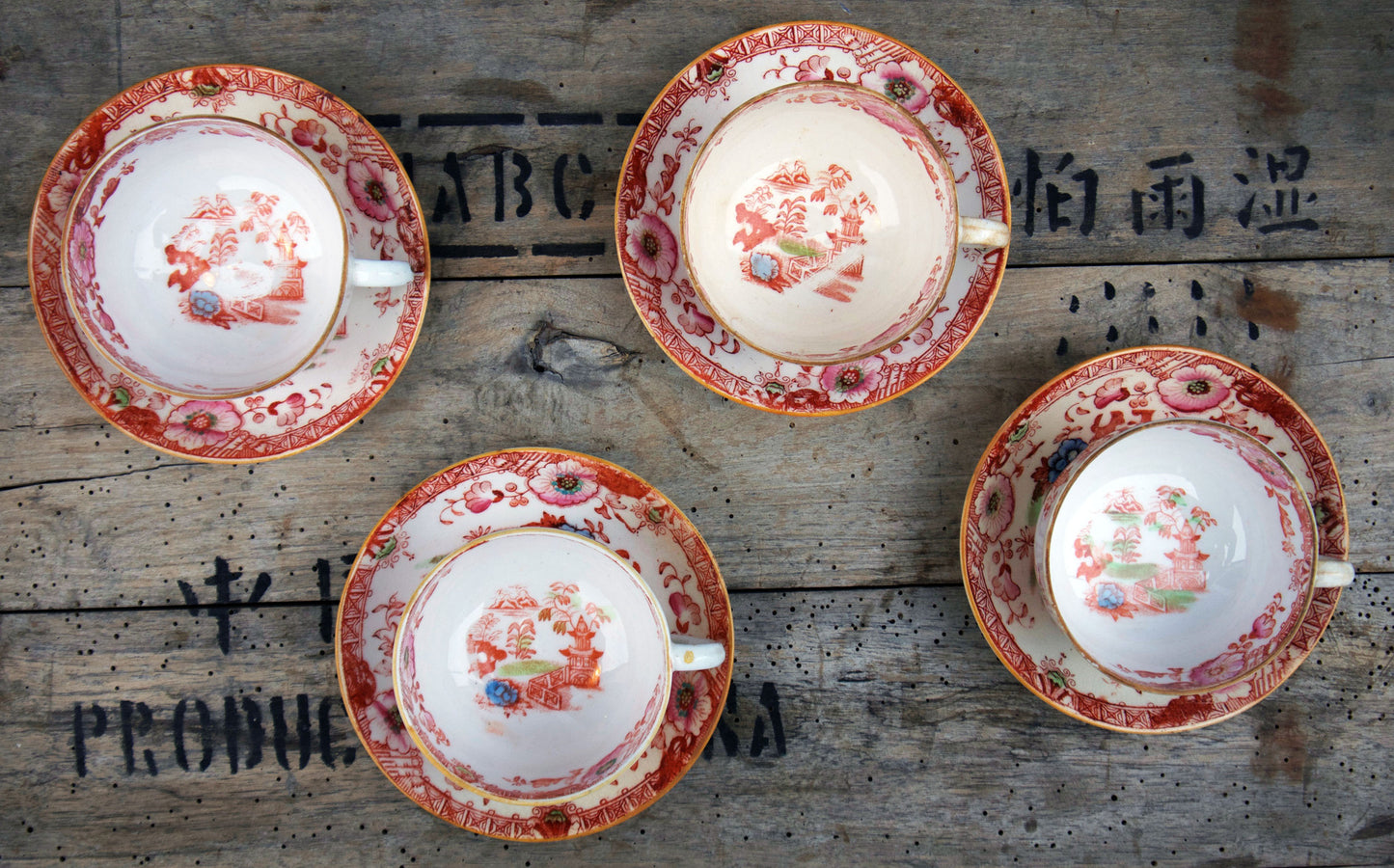 Stunning vintage staffordshire bone china tea set with chinese design 1920's