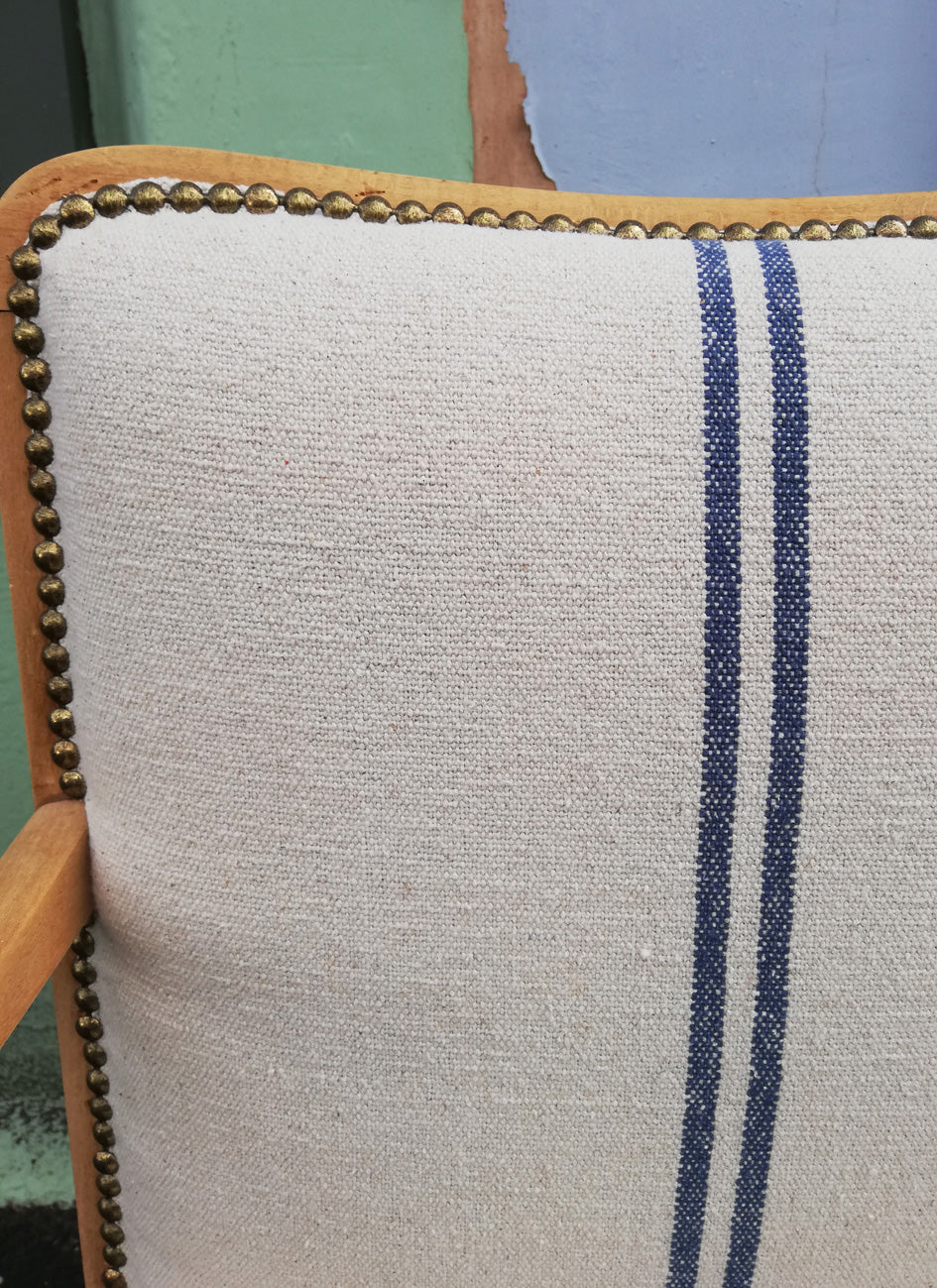 Super cute upholstered vintage children's arm chair.