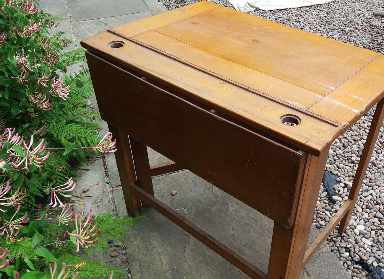 Unusual large wooden school desk