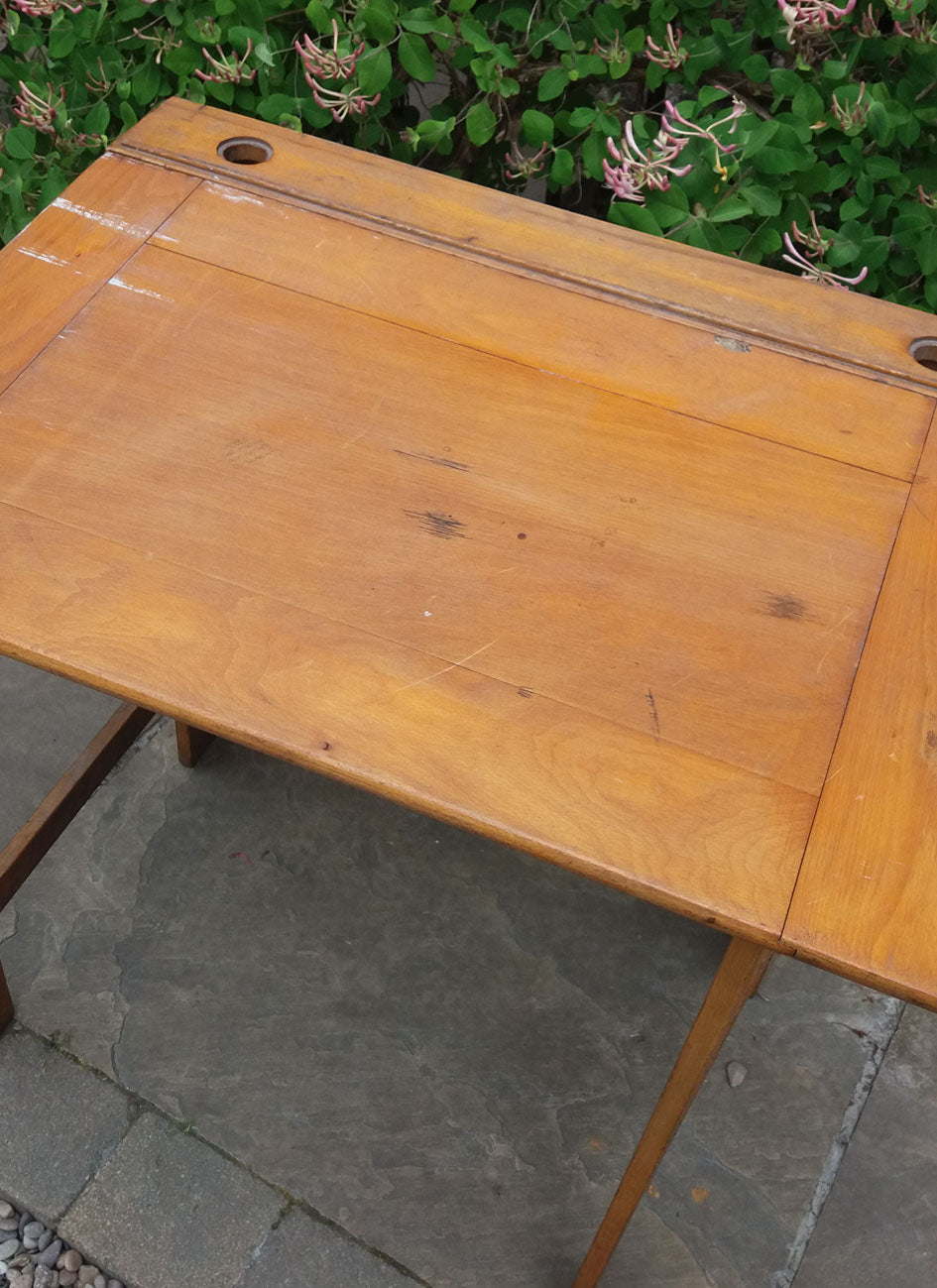 Unusual large wooden school desk