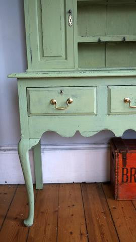 Antique vintage kitchen dresser painted in Miss Mustard Seed Milk Paint luckett's Green