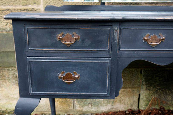 Vintage 1950's Black hand painted French Style Dressing Table by Emily Rose VintageVintage 1950's Black hand painted French Style Dressing Table by Emily Rose Vintage