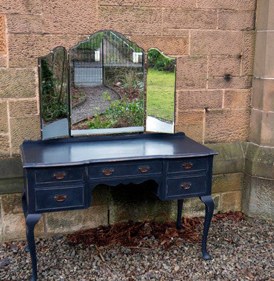 Vintage 1950's Black hand painted French Style Dressing Table by Emily Rose Vintage