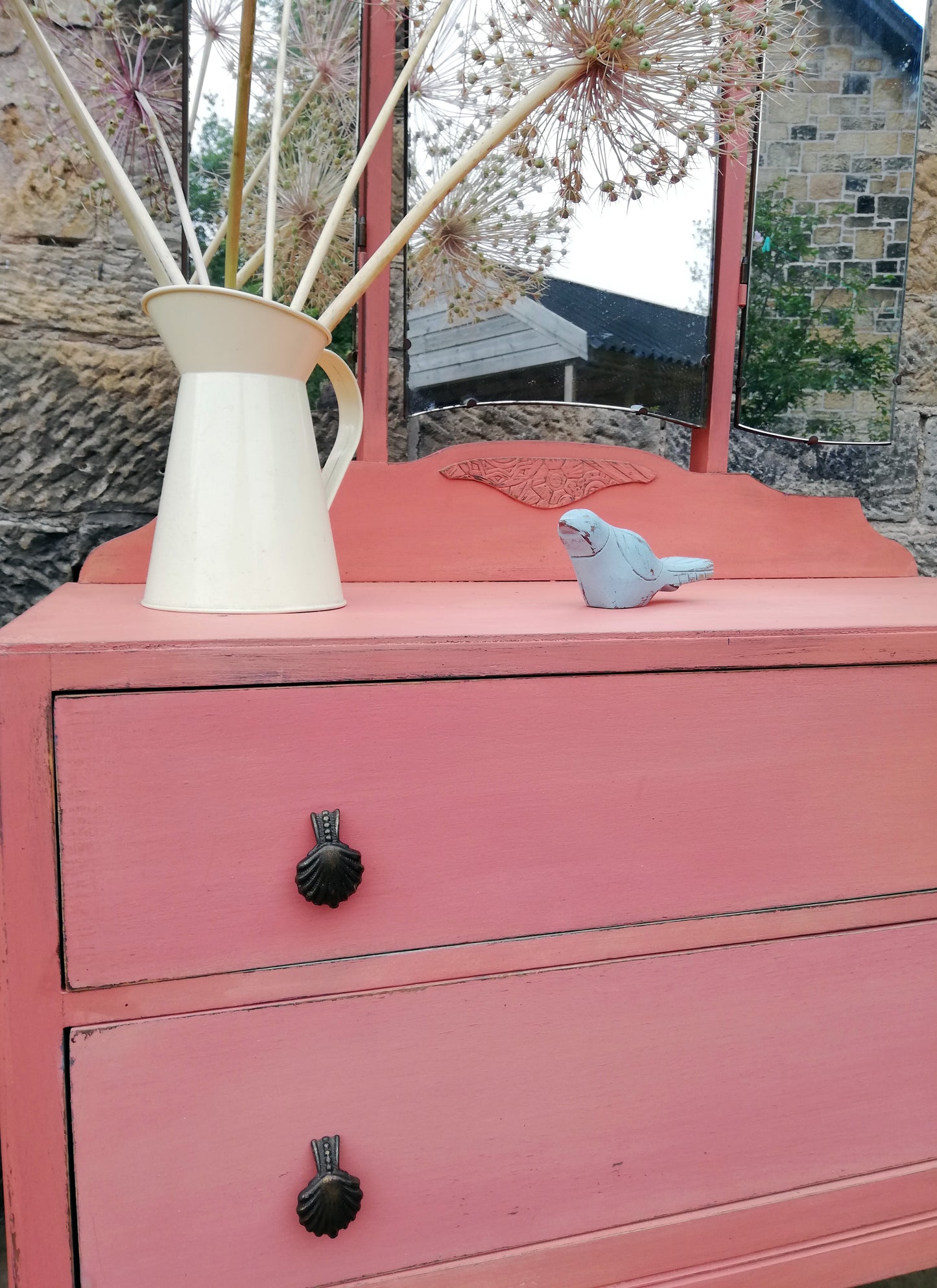 Custom Listing for Fatma Vintage Dressing Table painted in Miss Mustard Seed Milk Paint Apron Strings