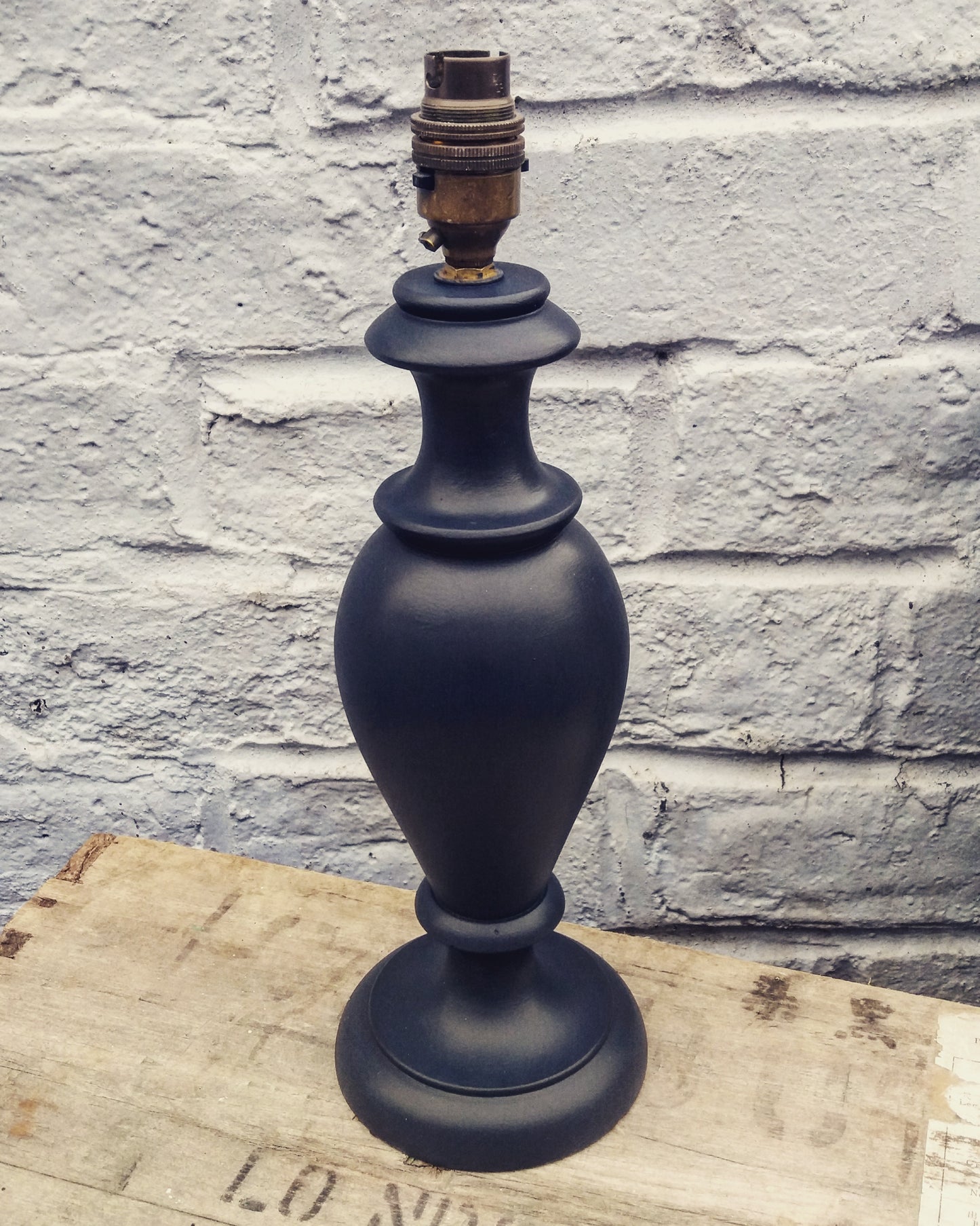 Vintage Marble lamp base in Midnight Blue with new shade