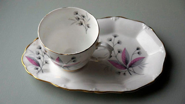 Vintage Teacup and saucer Atomic fifties Supper Set 1950s Duchess Bone China