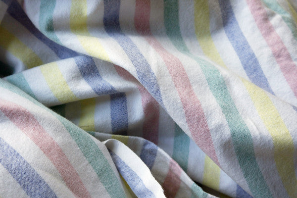 Vintage candy stripe double cotton flat sheet in pastel colours from Emily Rose Vintage