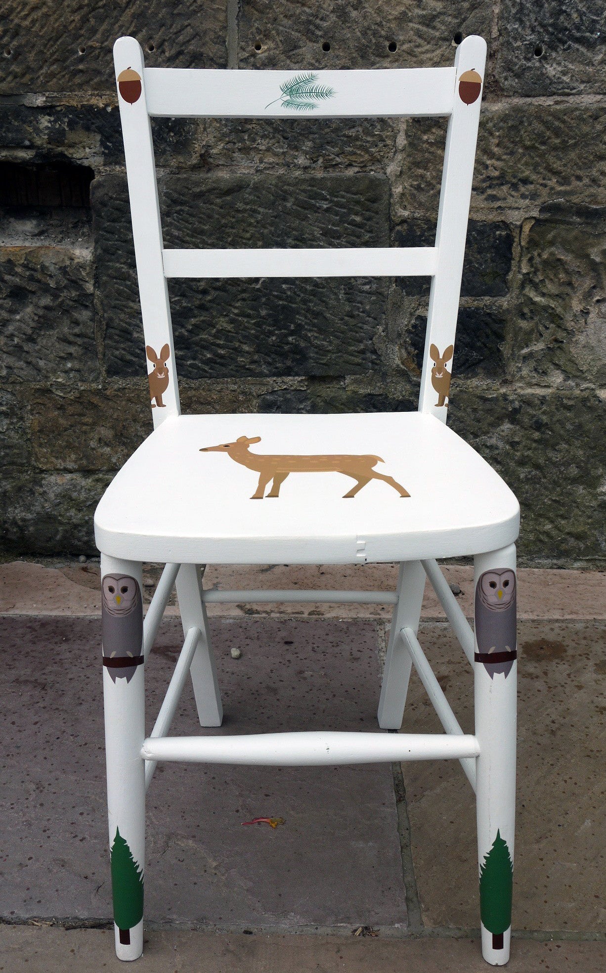 woodland animals theme children's vintage wooden school chair