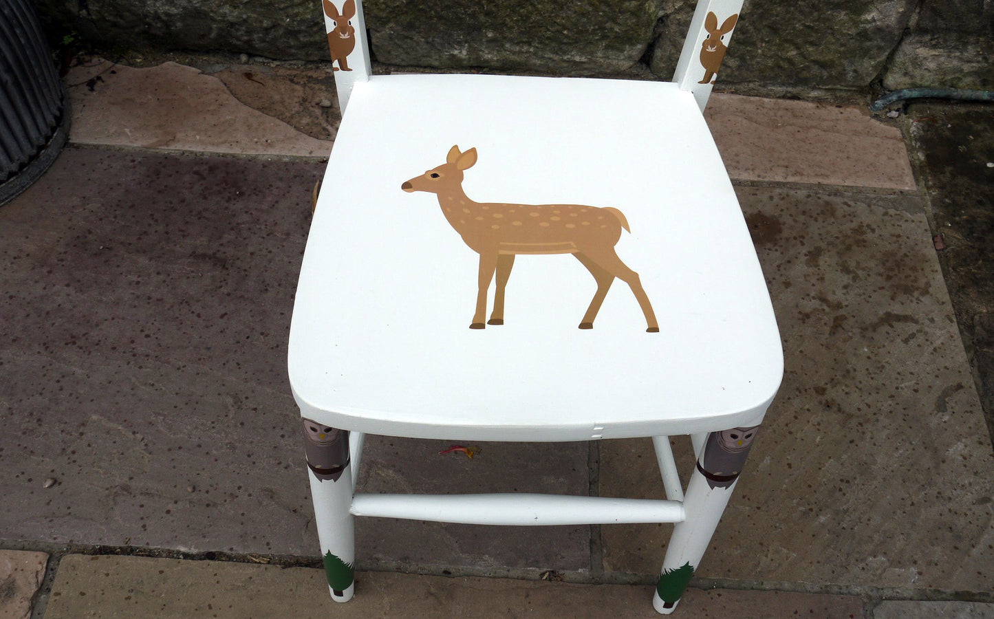 woodland animals theme children's vintage wooden school chair