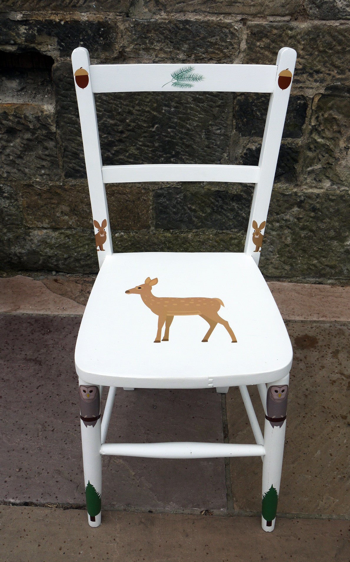 woodland animals theme children's vintage wooden school chair