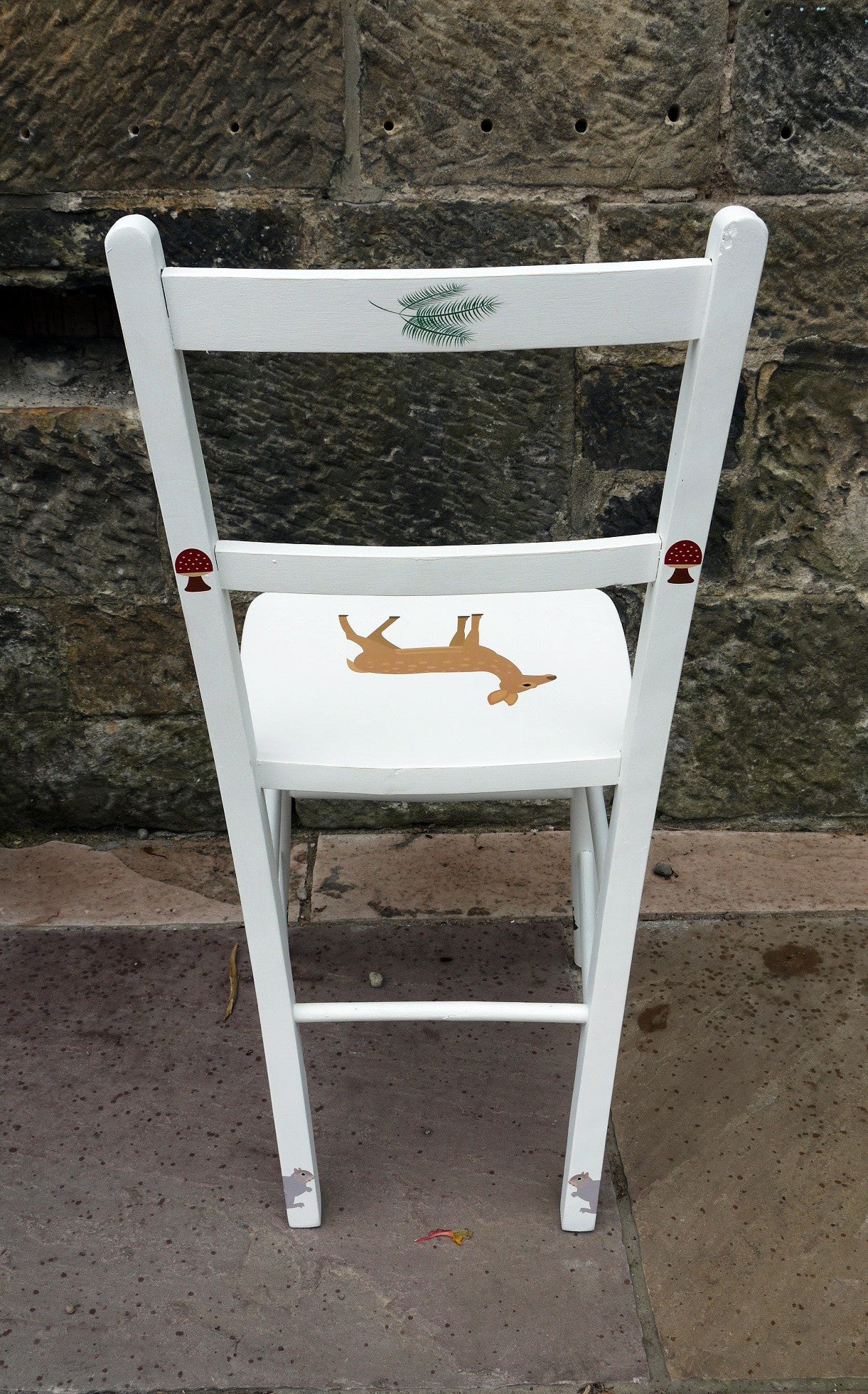 woodland animals theme children's vintage wooden school chair