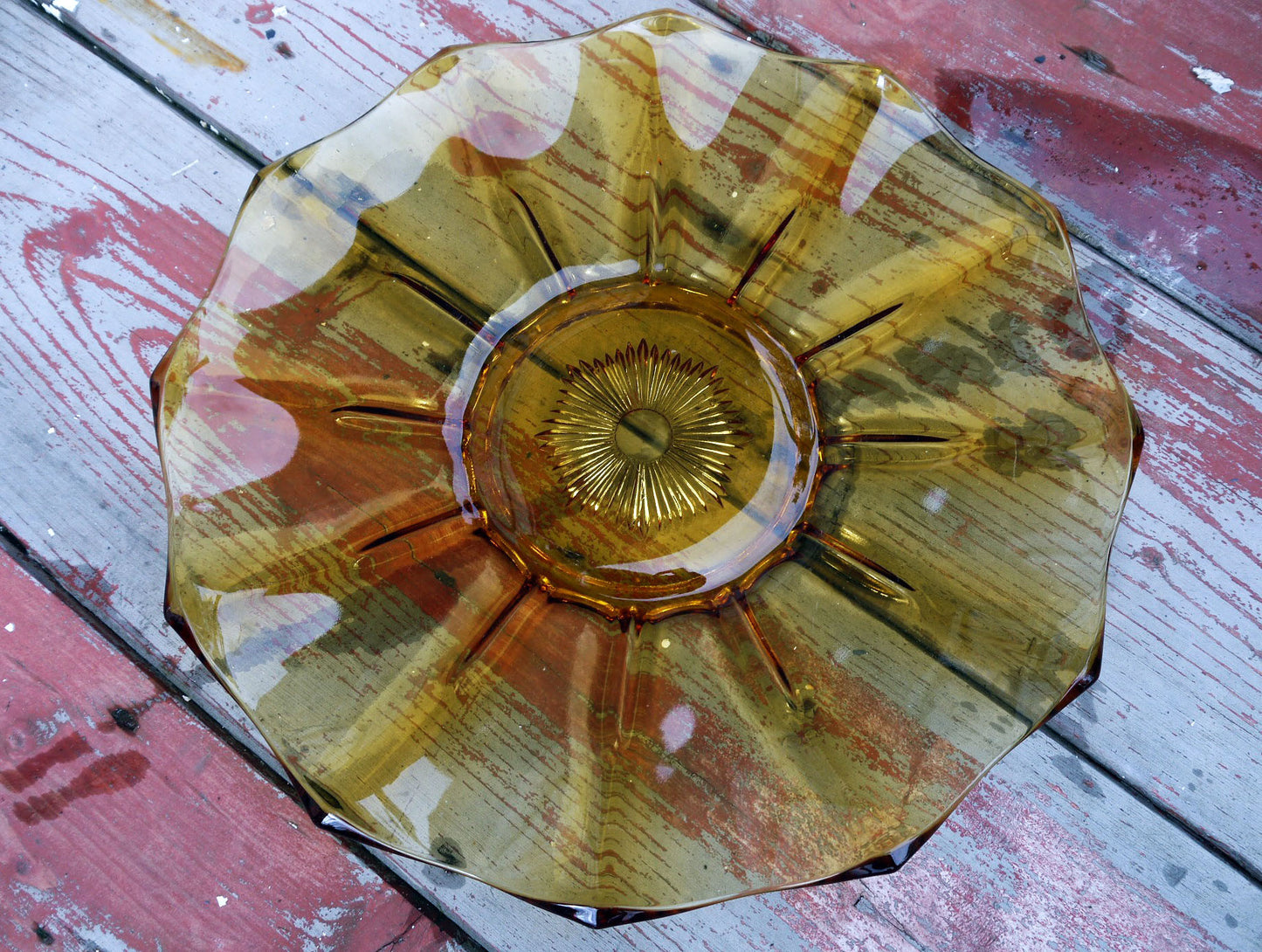 Vintage large glass serving plate