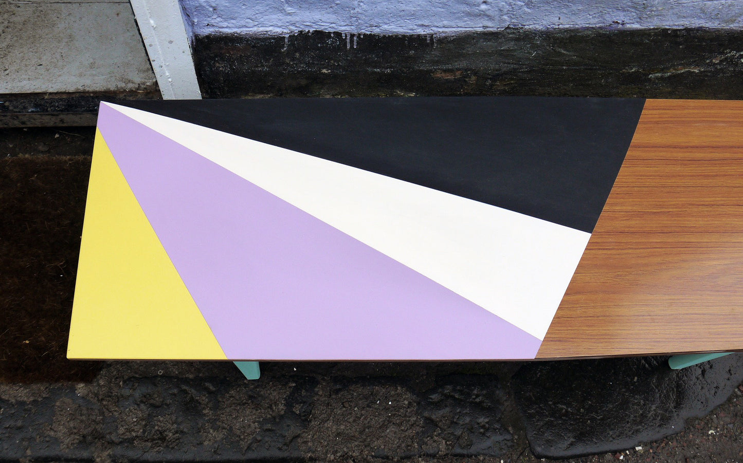Vintage mid century painted geometric coffee table