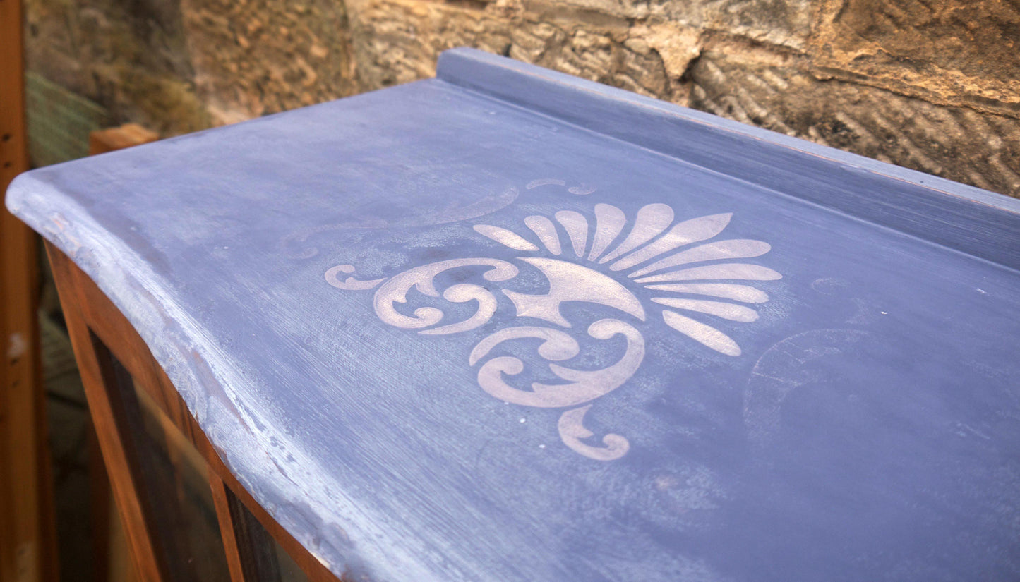 Vintage painted glass fronted display cabinet