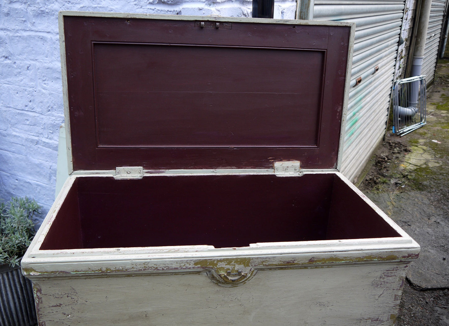 Vintage painted wooden chest trunk coffee table