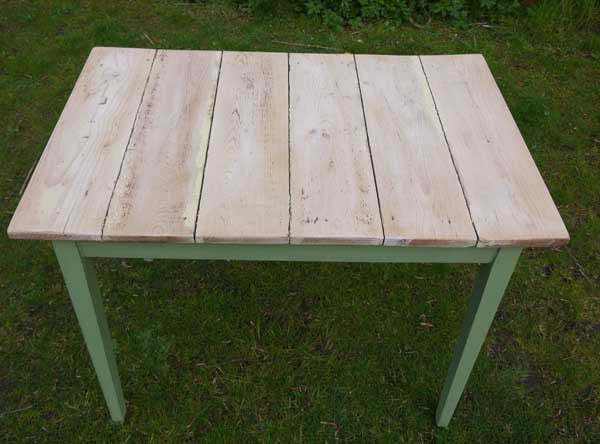 Vintage planktop table in Miss Mustard Seed Milk paint Luckett's Green by Emily Rose Vintage