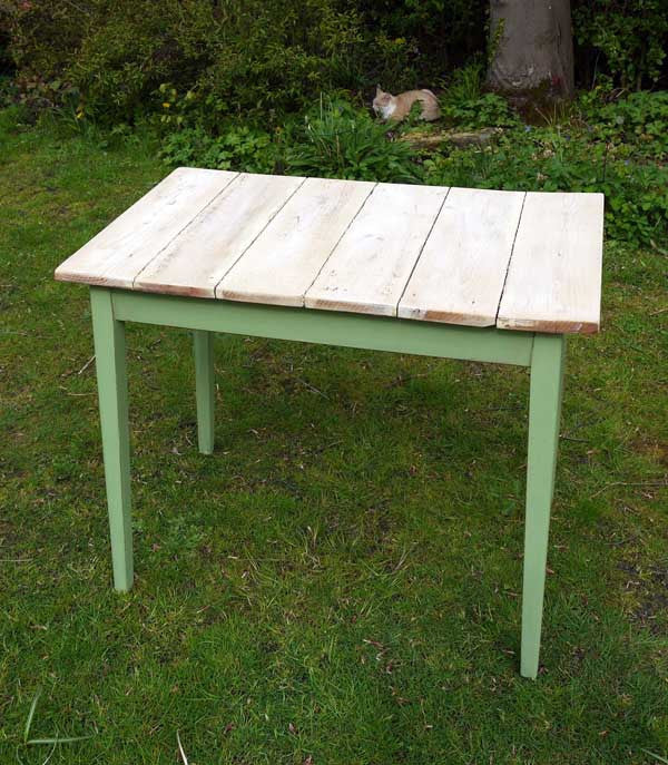 Vintage planktop table in Miss Mustard Seed Milk paint Luckett's Green by Emily Rose Vintage