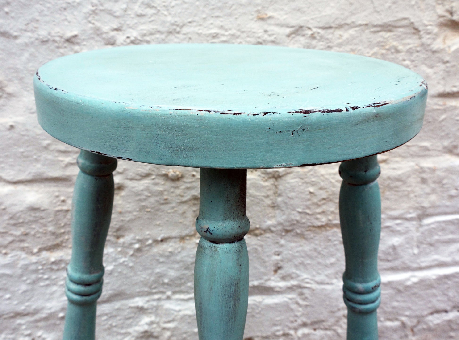 Vintage wooden stool in Miss Mustard Seed Milk Paint