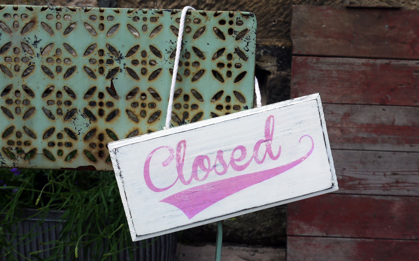 Vintage style hand made shop door sign open / closed / back in 5 custom signs also available