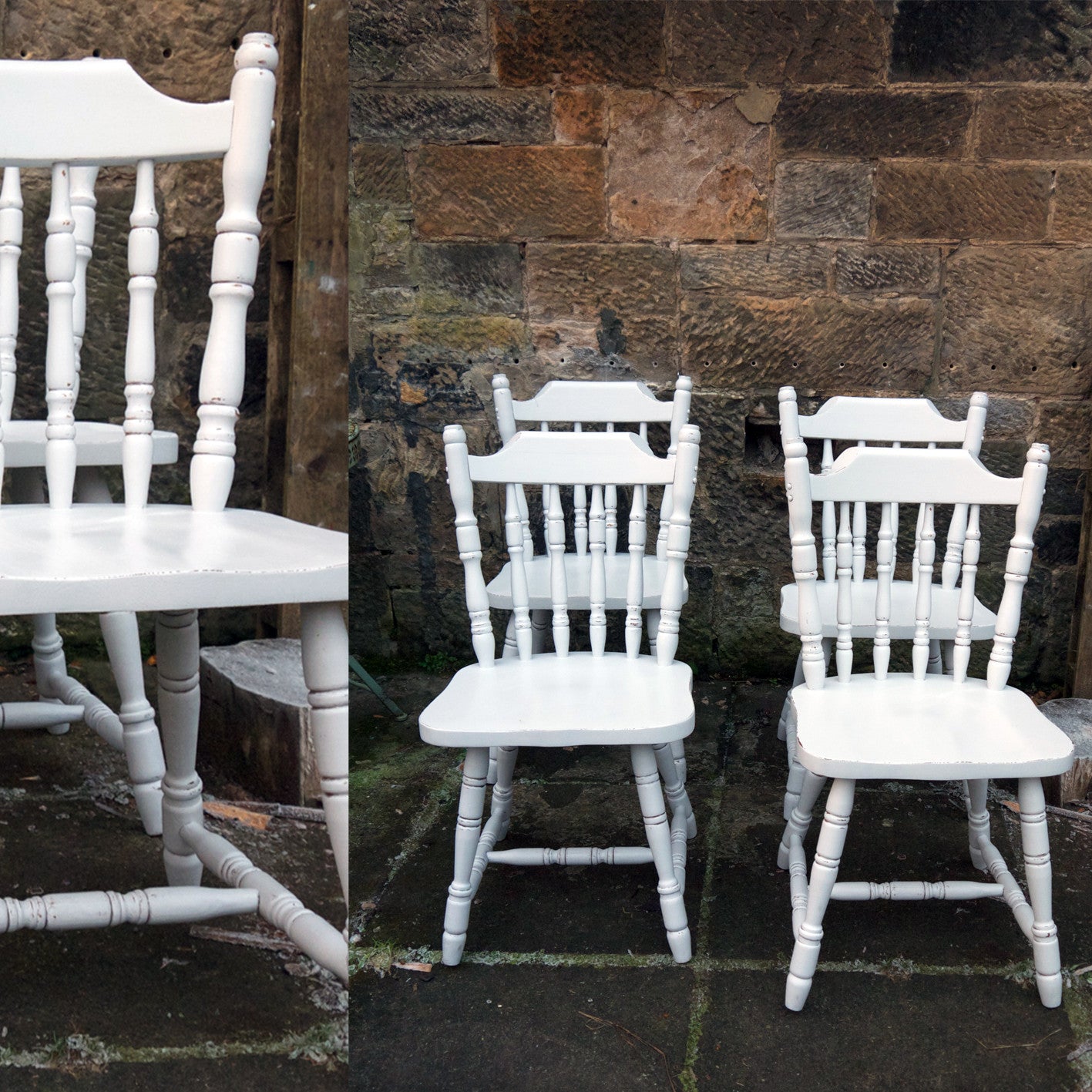 Custom Listing for Elise hand painted vintage farmhouse dining chairs