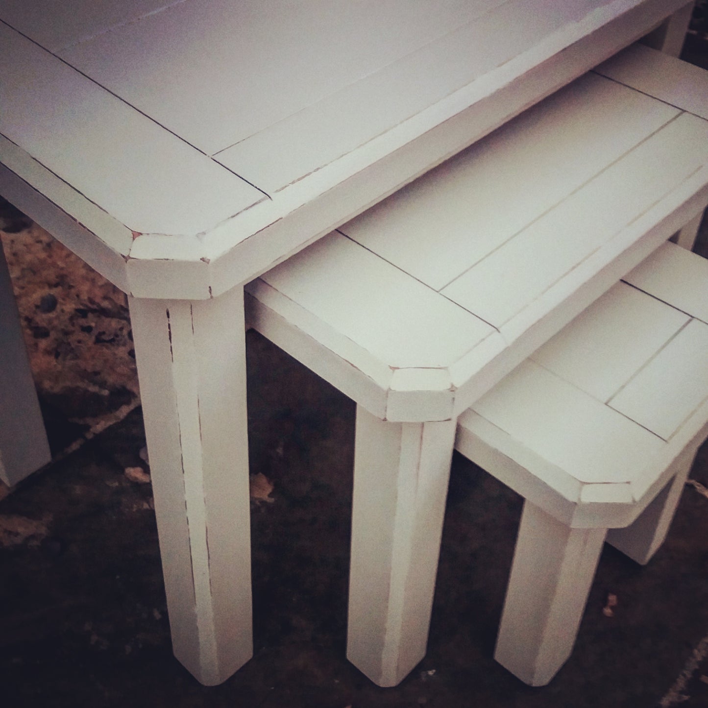 hand painted shabby chic side tables