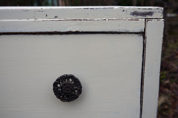 handpainted vintage shabby chic chest of drawers in Miss Mustard Seed Linen