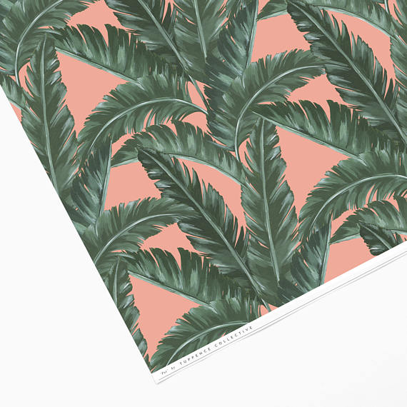 Custom Listing for Frieze mid century side table with tropical paper design