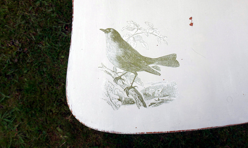 Painted to order Upcycled mismatched vintage dining chair set with toile bird design design
