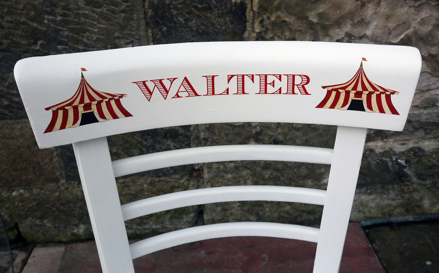 Custom Listing for Laura two personalised children's name school chairs with circus theme