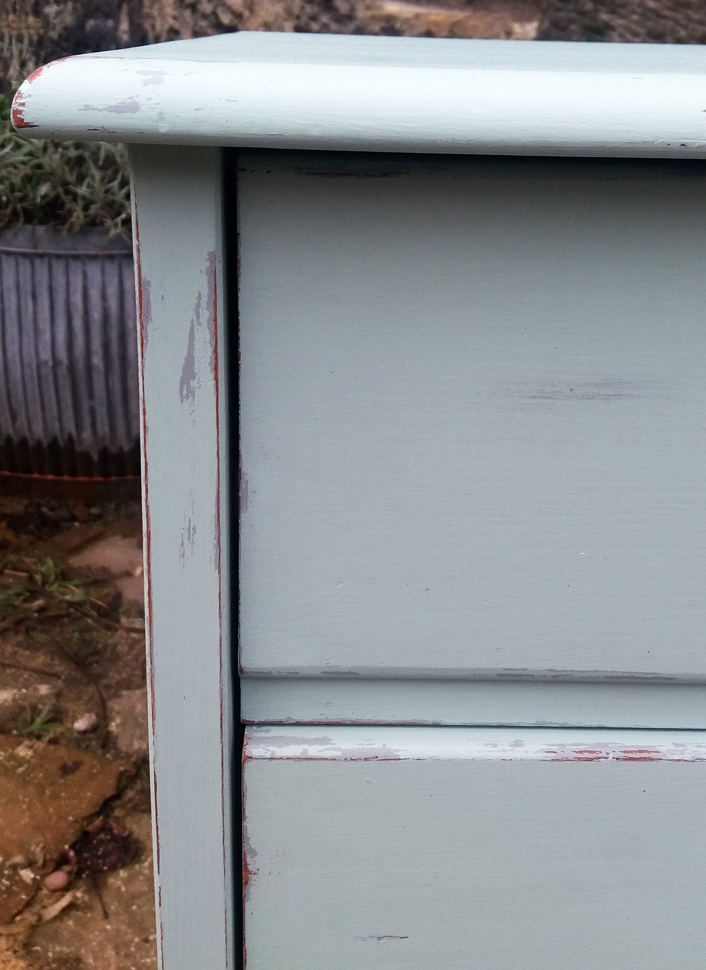 painted bedside table and chest of drawers in Fusion Mineral paint Inglenook