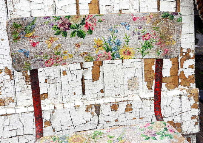 Vintage children's decoupaged school chair