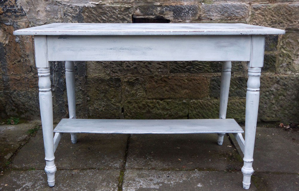 Vintage console table in miss mustard seed milk paint