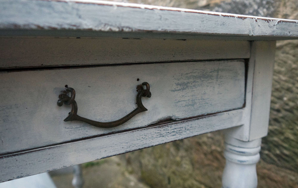 Vintage console table in miss mustard seed milk paint