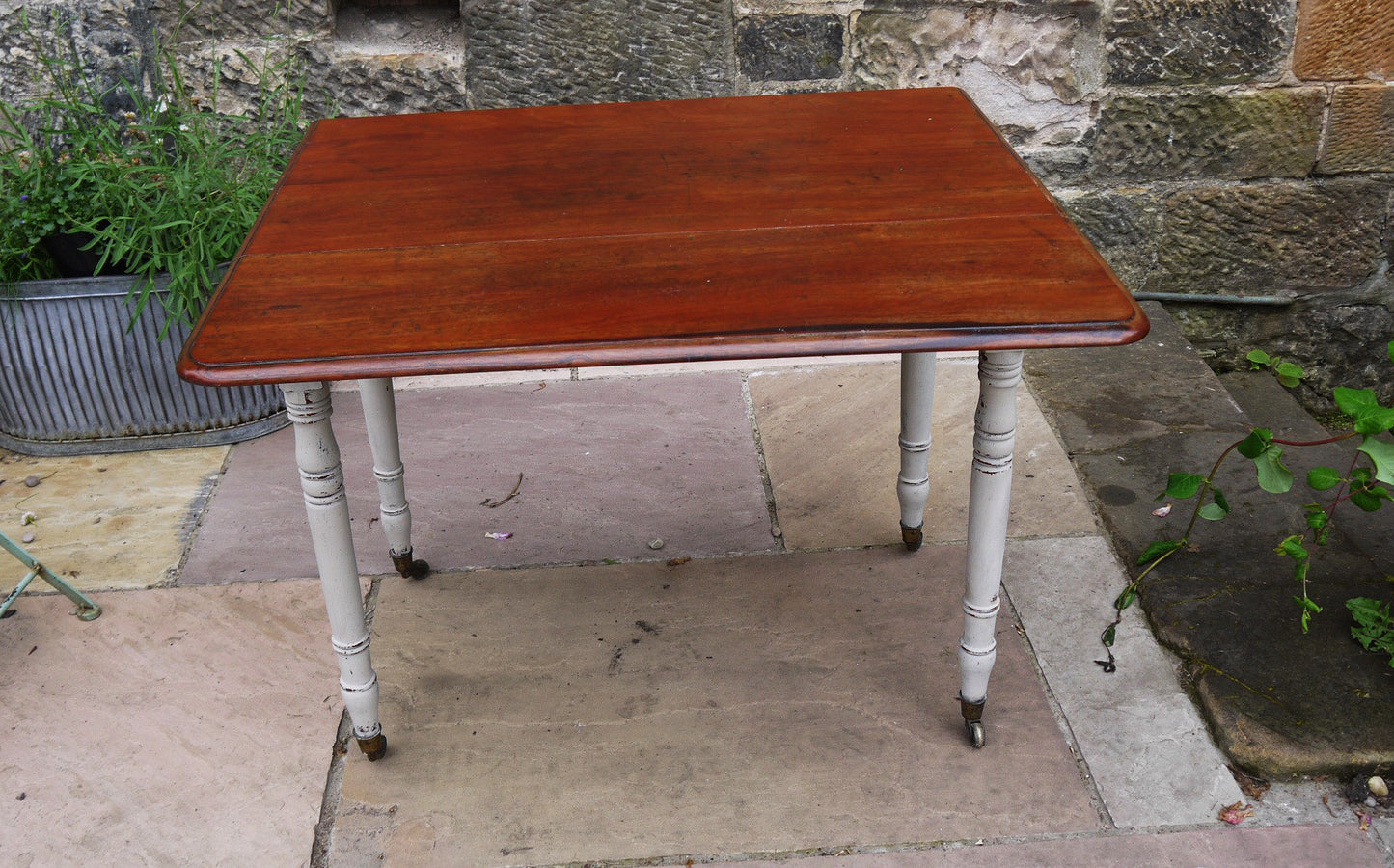 Vintage drop leaf table painted in Miss Mustard Seed Milk Paint Schloss
