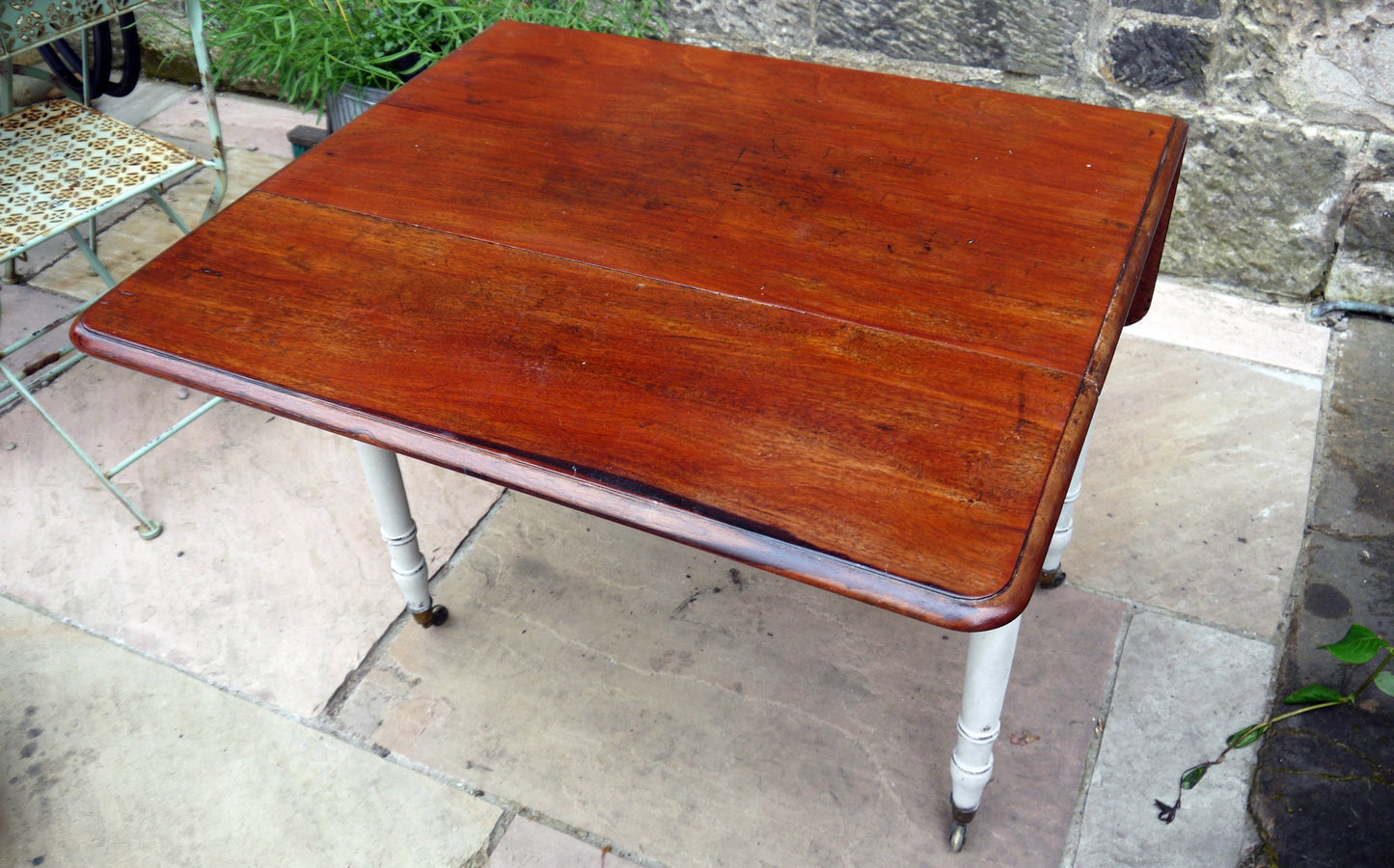 Vintage drop leaf table painted in Miss Mustard Seed Milk Paint Schloss