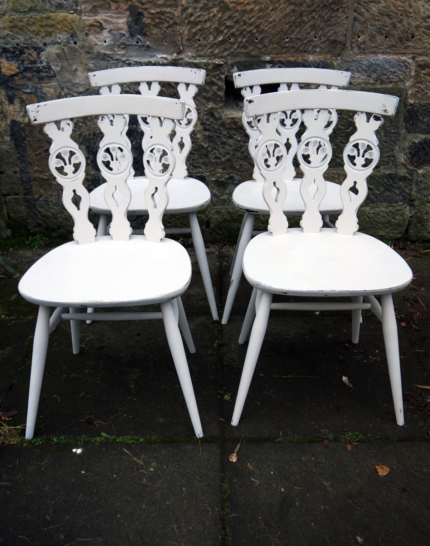 Custom Listing for Sally refurbished 6 ft dining table and 4 ercol fleur de lys chairs