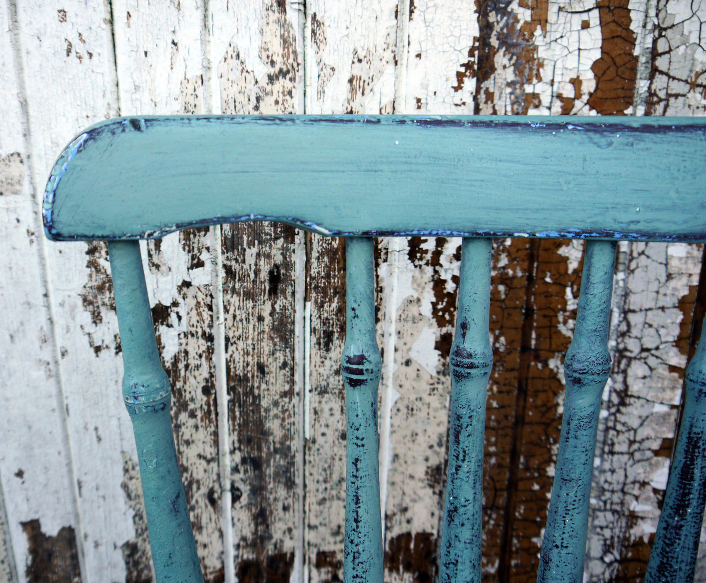 Vintage hand painted chair in Miss Mustard Seed Milk Paint Kitchen Scale with bird decoupage