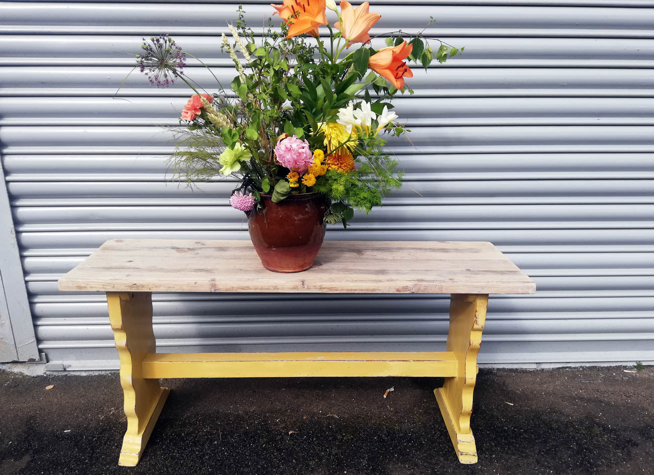 Vintage painted pine kitchen bench