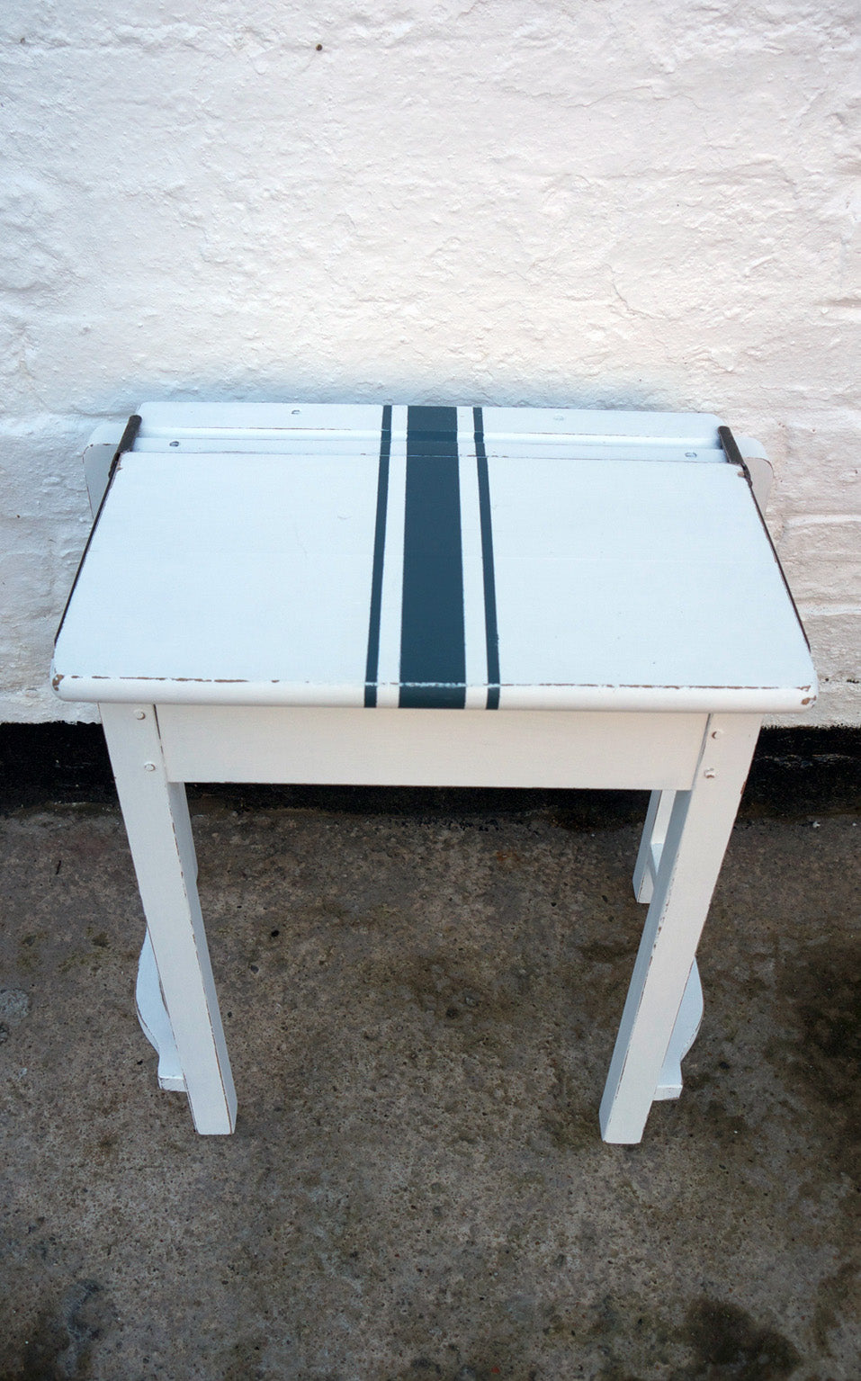 Hand painted vintage children's school desks, chairs or  sets with retro grainsack stripe