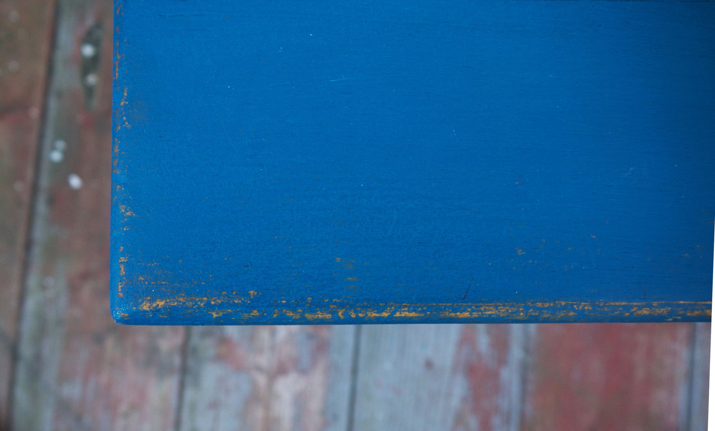 Vintage wooden school step stool in Miss Mustard Seed Milk Paint Flow Blue