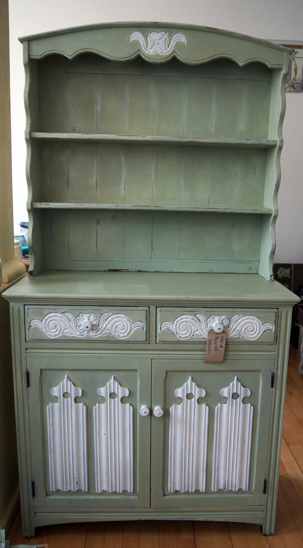 Vintage welsh dresser in Miss Mustard Seed Milk Paint Layla's Mint Emily Rose Vintage Vintage welsh dresser in Miss Mustard Seed Milk Paint Layla's Mint Emily Rose Vintage