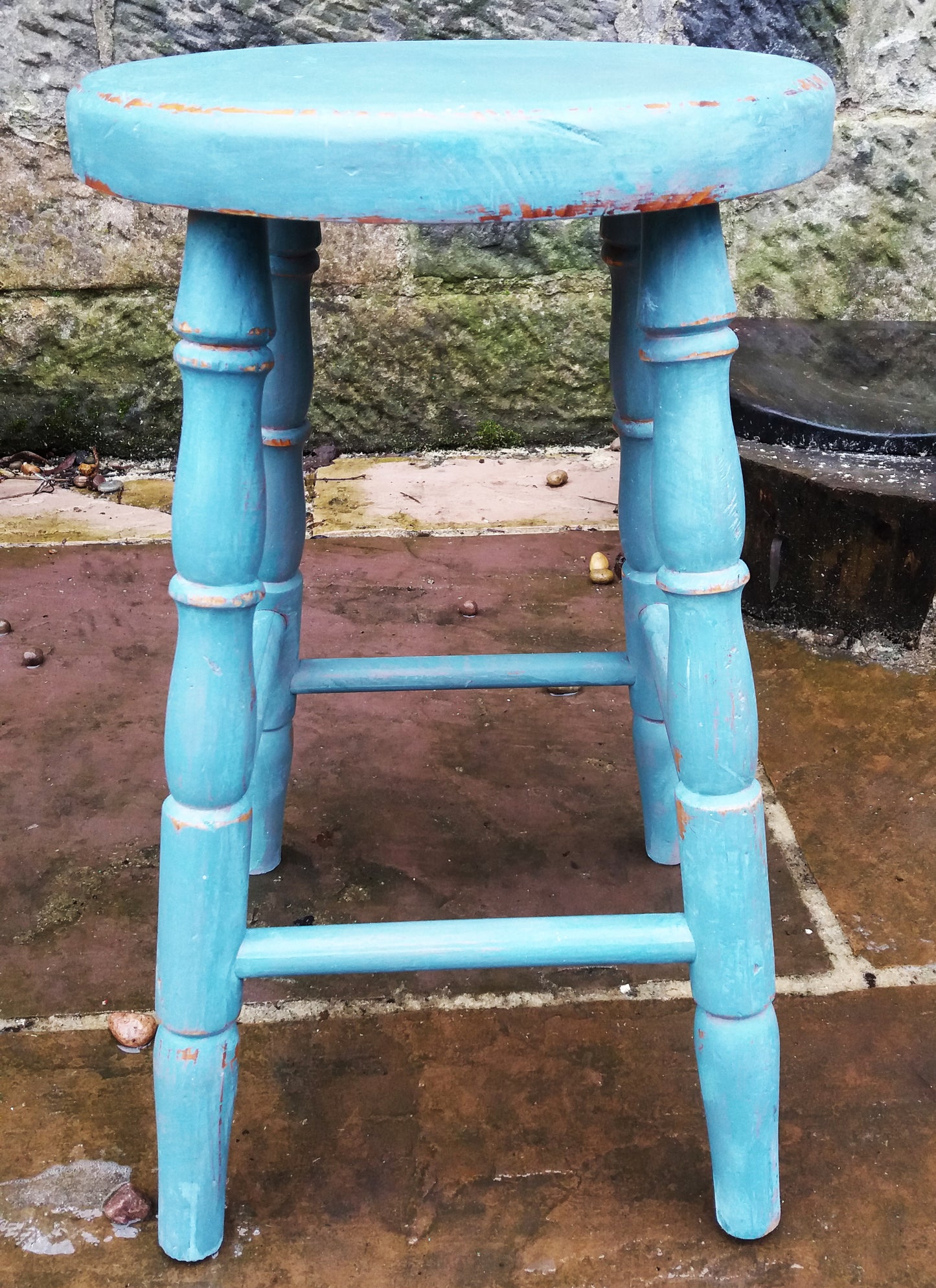 Vintage wooden stool in Miss Mustard Seed Milk Paint
