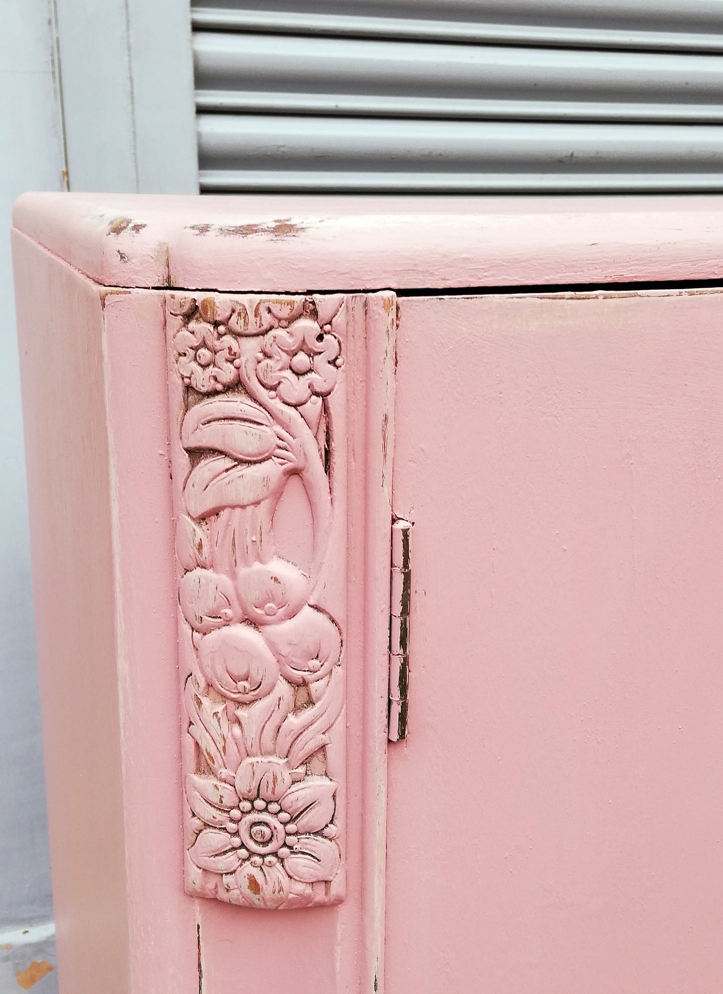 Vintage painted children's wardrobe in pink