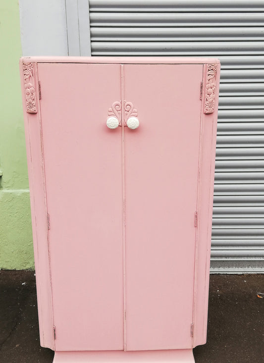 Vintage painted children's wardrobe in pink