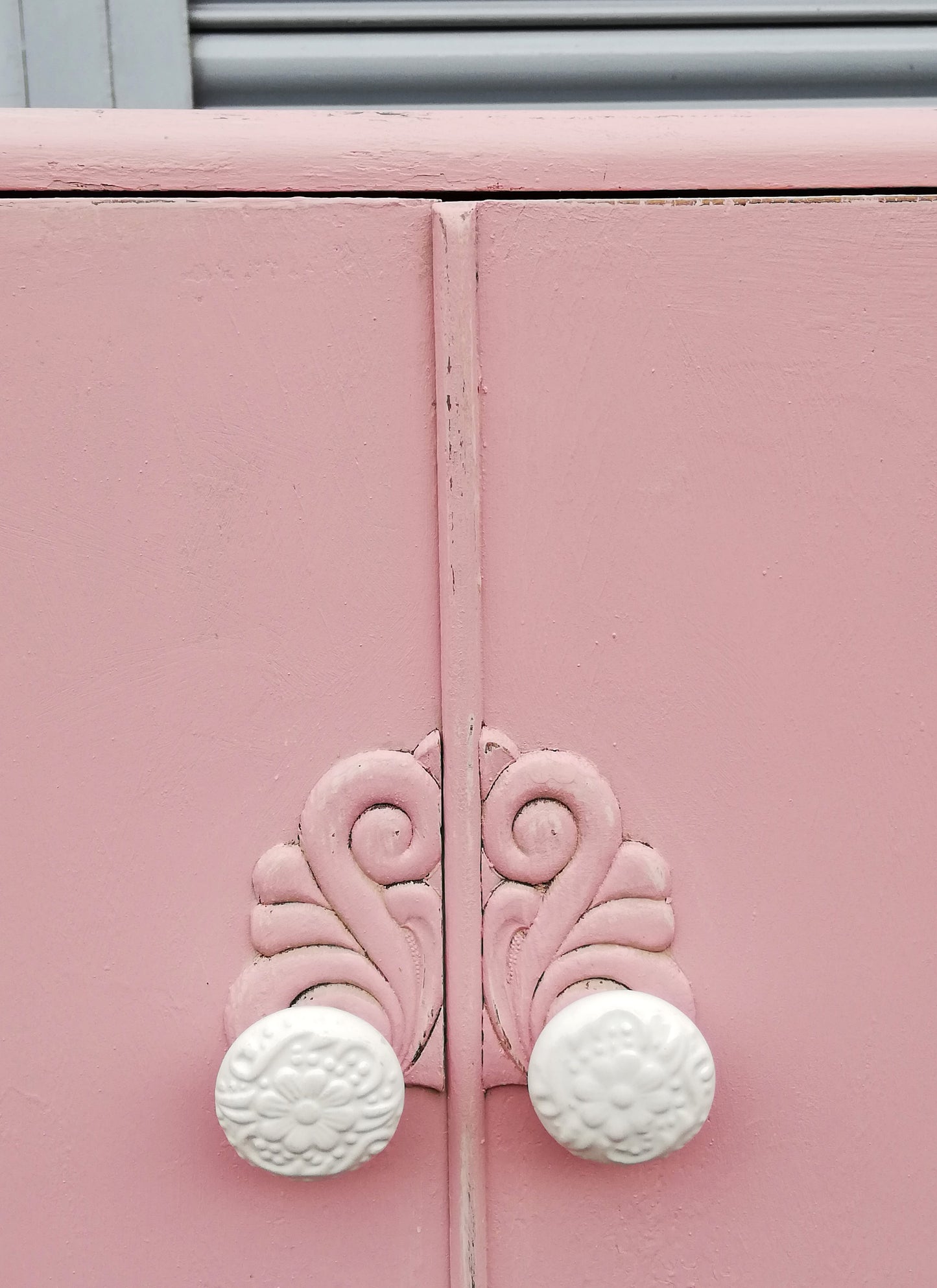 Vintage painted children's wardrobe in pink