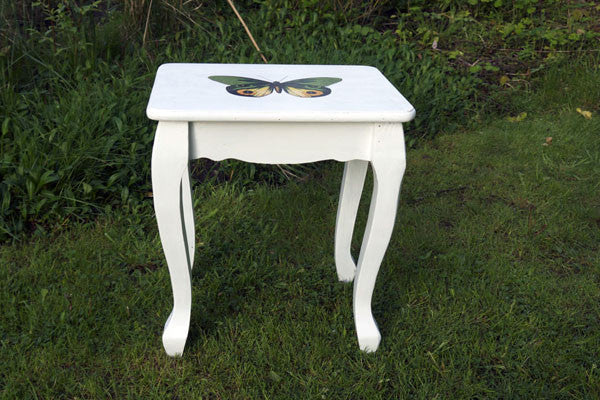 Custom Listing for Susan upcycled coffee table with vintage green butterfly